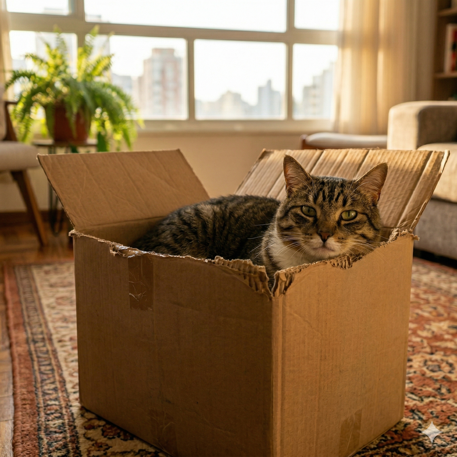 Home gato na caixa